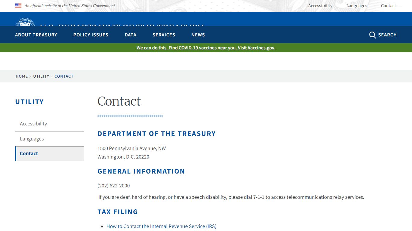 Contact | U.S. Department of the Treasury